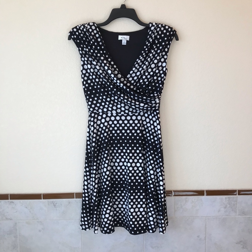 Alyx Limited Black White Polka Dot Dress Size Small Summer Casual Office